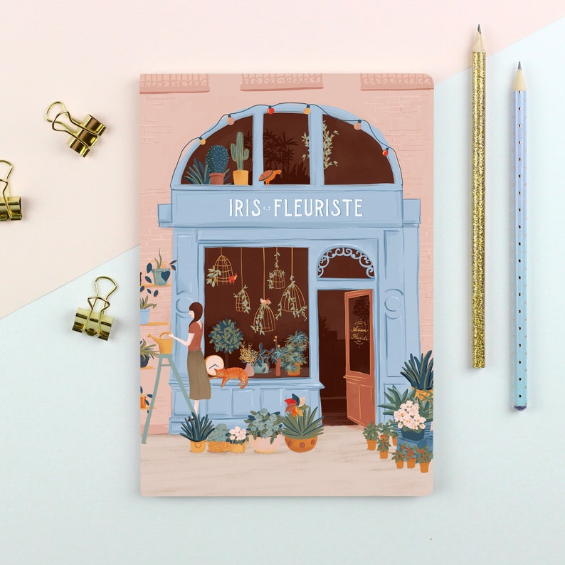 Carnet de notes A5 Fleuriste à Paris avec pages lignées