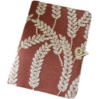 Carnet de notes brodé A5 A6, rouge rouille, couverture en tissu orge, journal à couverture souple, feuilles mobiles ou reliure fil