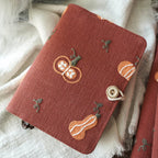 Embroidered Pumpkin Fabric Notebook Journal A5 A6 Loose-leaf Thread-bound Lined Grid Blank Pages Vintage
