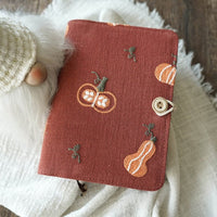 Embroidered Pumpkin Fabric Notebook Journal A5 A6 Loose-leaf Thread-bound Lined Grid Blank Pages Vintage