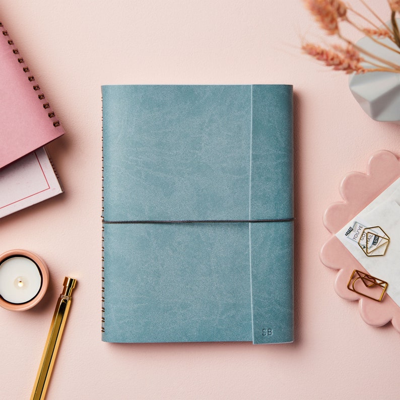 Carnet de notes A5 en cuir végétalien gaufré à la main