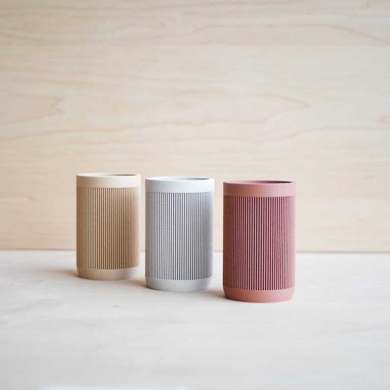 Pot à crayons et pinceaux en bois recyclé - Organisateur de bureau minimaliste