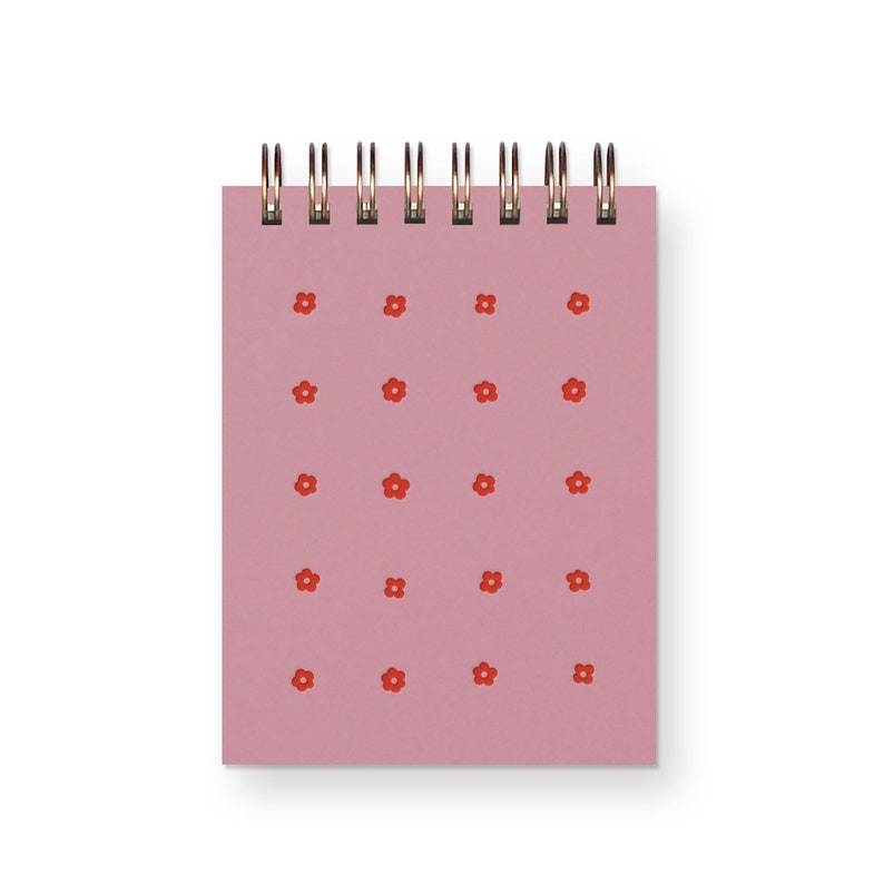 Mini carnet de notes Flower Grid - Carnet de poche avec reliure spirale et pages vierges
