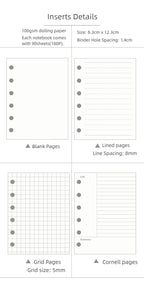 Cahier brodé à feuilles mobiles en velours A7 bleu – Journal ligné, grille, vierge, Cornell – Pages rechargeables – Voyage, fait à la main
