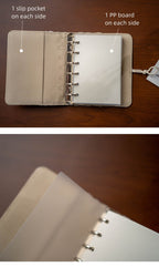 Cahier brodé à feuilles mobiles en velours A7 bleu – Journal ligné, grille, vierge, Cornell – Pages rechargeables – Voyage, fait à la main