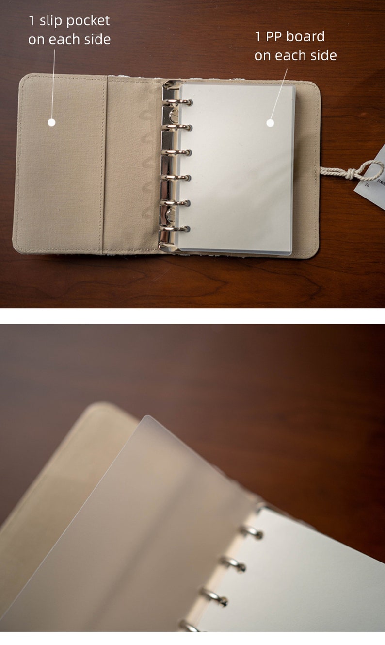Cahier brodé à feuilles mobiles en velours A7 bleu – Journal ligné, grille, vierge, Cornell – Pages rechargeables – Voyage, fait à la main