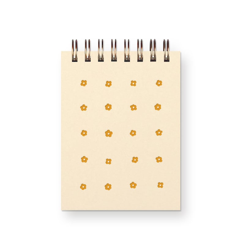 Mini carnet de notes Flower Grid - Carnet de poche avec reliure spirale et pages vierges