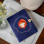 Cahier brodé à feuilles mobiles en velours A7 bleu – Journal ligné, grille, vierge, Cornell – Pages rechargeables – Voyage, fait à la main