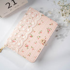 Pink Flower Lace Fabric Journal Notebook A5 A6 Lined Blank Grid Dotted Pages Handmade Travel Diary