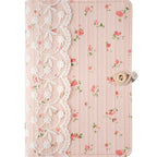 Pink Flower Lace Fabric Journal Notebook A5 A6 Lined Blank Grid Dotted Pages Handmade Travel Diary