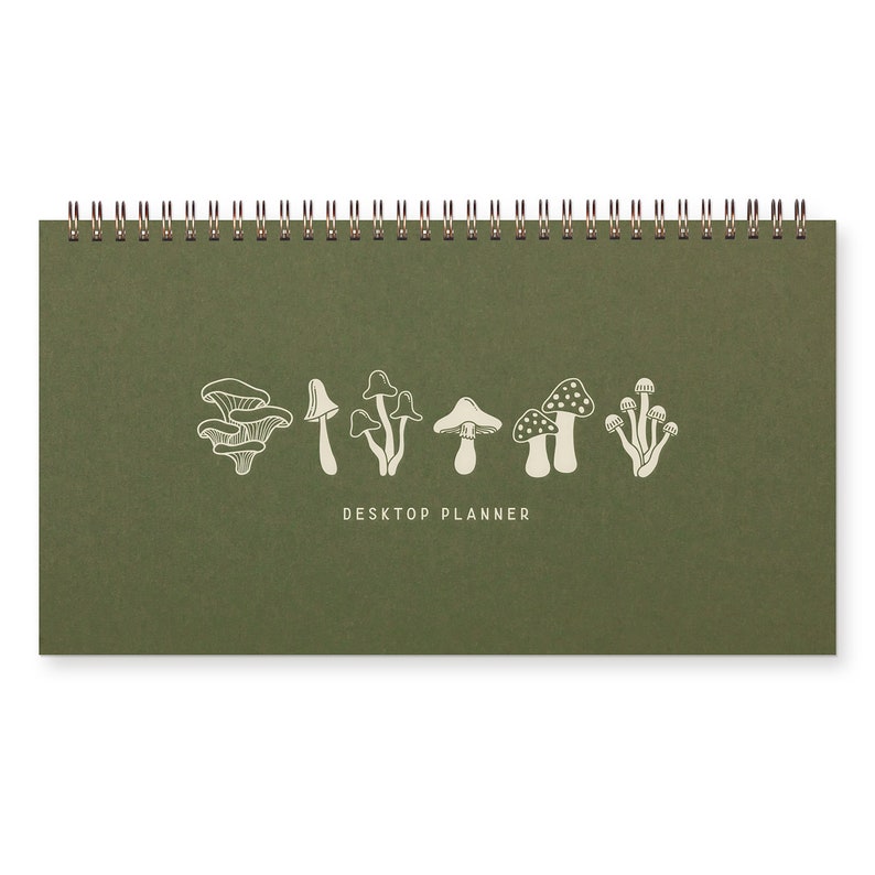 Agenda hebdomadaire non daté Mushroom - Bureau, 12 x 6.5 po, 54 pages, reliure métallique