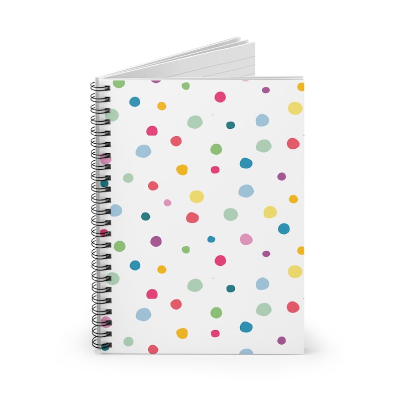Cahier à spirales coloré à pois – Journal ligné de 118 pages
