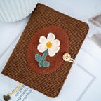 Carnet de notes en tissu patchwork laine A6 A5 velours côtelé fleurs feuilles mobiles relié fil doublure pointillés