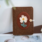 Carnet de notes en tissu patchwork laine A6 A5 velours côtelé fleurs feuilles mobiles relié fil doublure pointillés