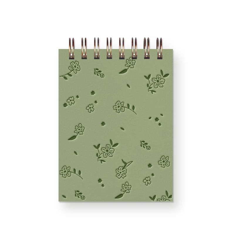Mini carnet de notes Fleurs éparses - Carnet de poche reliure spirale, pages vierges, 3x4 pouces