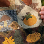 Handmade Patchwork Notebook Cover A5 with Embroidery Autumn Fruits Fabric Journal Refillable Notepad Book Cover