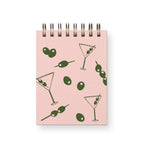 Carnet de notes Motif Martini - Revue de poche 7.6x10.2 cm - Reliure spirale - Pages blanches