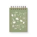 Mini carnet de notes Garden Doodle - Carnet de notes, revue, cahier de poche, reliure spirale, pages blanches