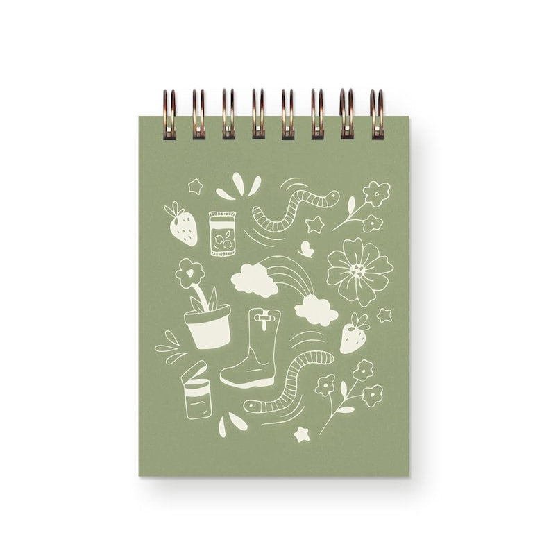 Mini carnet de notes Garden Doodle - Carnet de notes, revue, cahier de poche, reliure spirale, pages blanches