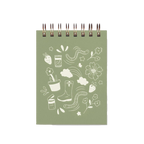Mini carnet de notes Garden Doodle - Carnet de notes, revue, cahier de poche, reliure spirale, pages blanches