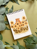 Carnet de notes ours tournesol A6 à spirales - cahier ligné 60 pages - journal de voyage - papeterie kawaii