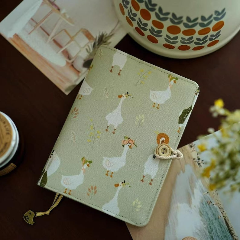 Goose Fabric Notebook Journal, A5 A6 Loose-Leaf Thread-Bound, Refillable Diary with 11 Inner Paper Styles