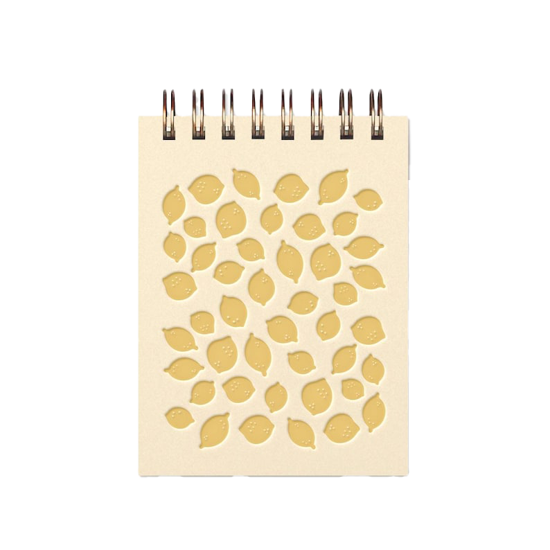 Mini carnet de notes motif citron, cahier de poche reliure spirale, pages blanches 3x4 pouces