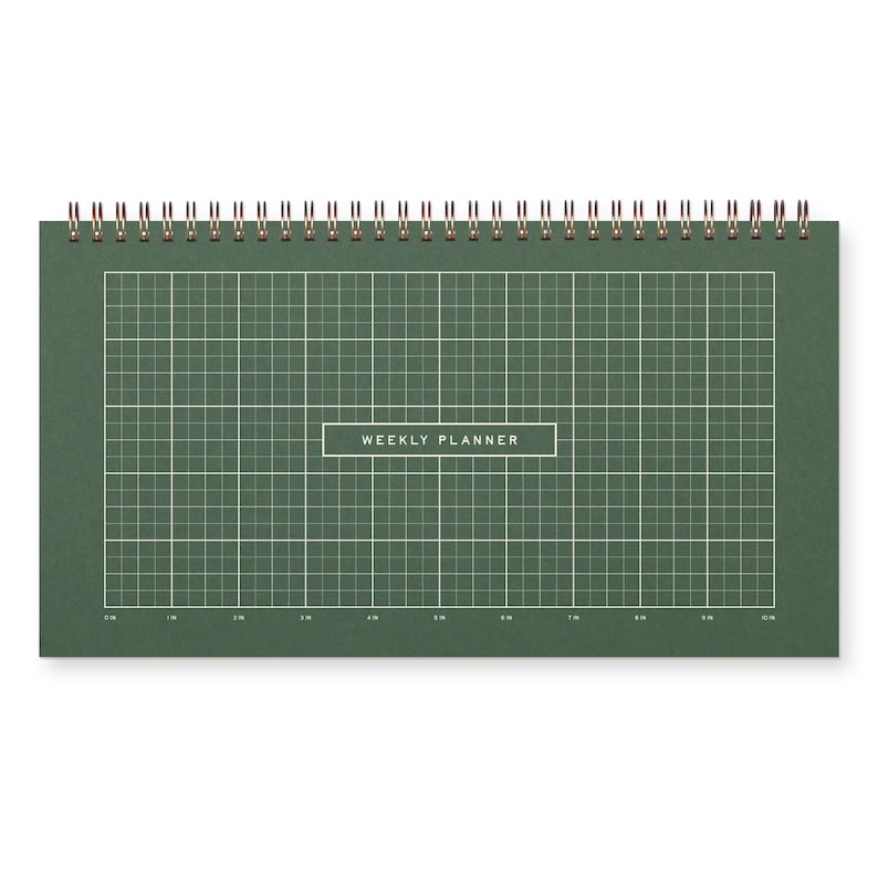 Agenda hebdomadaire de bureau Ruler Grid - Non daté - Planificateur de liste de contrôle 12x6,5 pouces