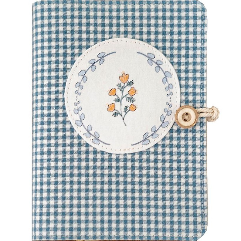 A6 A5 Blue Plaid Fabric Notebook Journal Refillable Loose-Leaf Thread-Bound 11 Styles