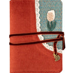 Carnet de notes brodé patchwork A6 A5 en velours côtelé à fleurs, bloc-notes fait main rechargeable