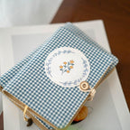 A6 A5 Blue Plaid Fabric Notebook Journal Refillable Loose-Leaf Thread-Bound 11 Styles