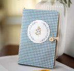 A6 A5 Blue Plaid Fabric Notebook Journal Refillable Loose-Leaf Thread-Bound 11 Styles