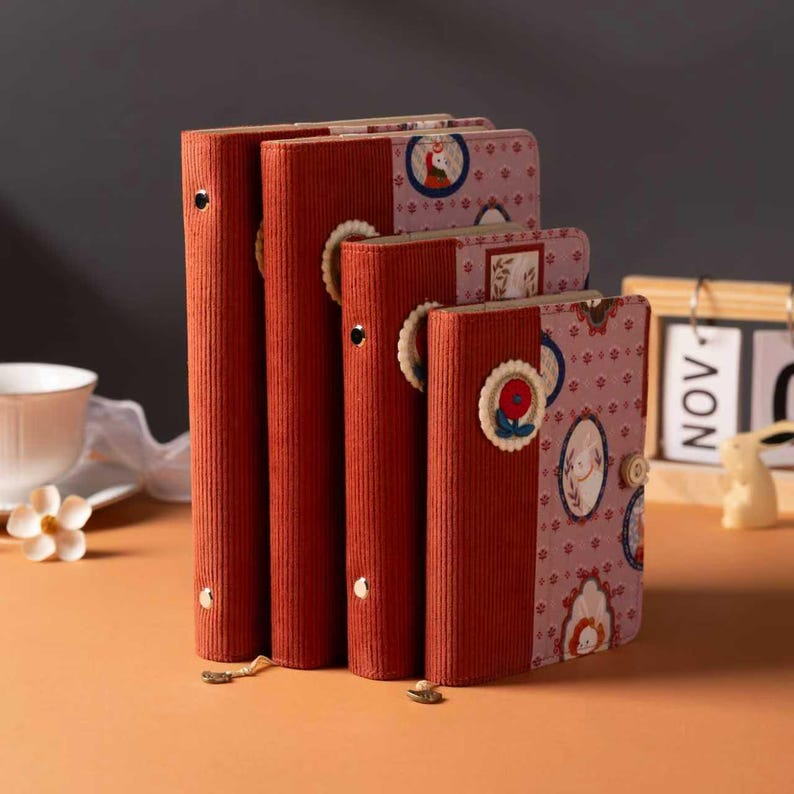 Corduroy Patchwork Journal Embroidered Flower Notebook A6 A5 Bunny Fabric Notepad Refillable Traveler's Notebook