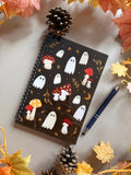 Cahier fantôme champignon A5 ligné - carnet à spirales avec couverture acrylique, 60 pages, papeterie kawaii