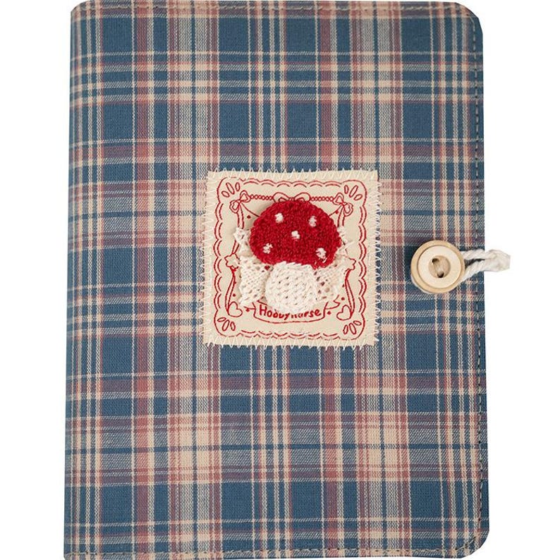 Plaid Patchwork Refillable Fabric Journal, Embroidered Notebook Cloth-Covered Diary Travel Planner Scheduler, A5 A6