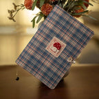 Plaid Patchwork Refillable Fabric Journal, Embroidered Notebook Cloth-Covered Diary Travel Planner Scheduler, A5 A6