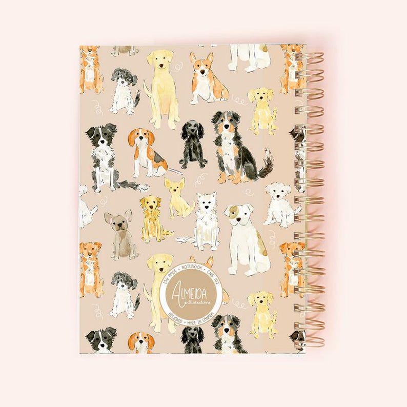 Cahier à spirales chiots 150 pages lignées format 6,25x8,5 pouces fabriqué au Canada