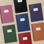 Cahier à spirale à pois, couverture rigide, pages lignées, 15,2 x 20,3 cm, 118 pages