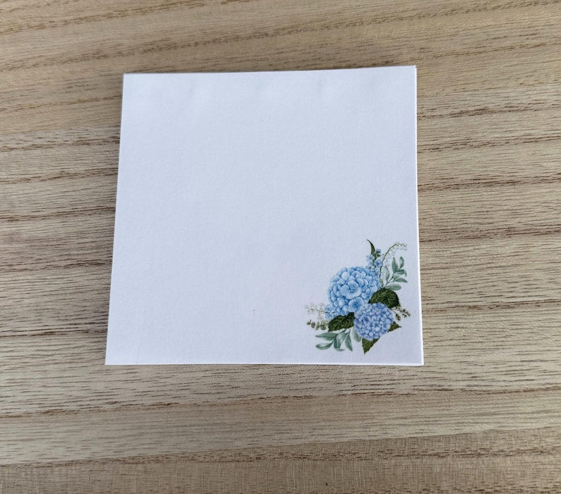 Post-it Fleurs Bleues 40 Feuilles - Notes Autocollantes Personnalisables