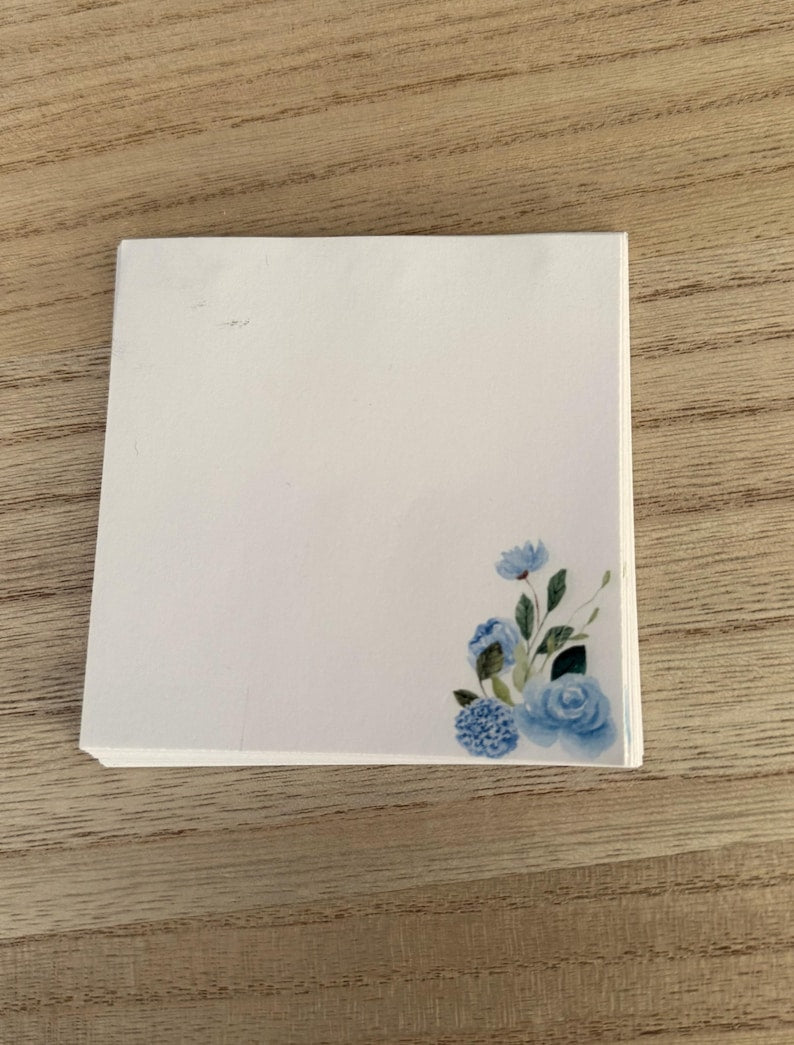 Post-it Fleurs Bleues 40 Feuilles - Notes Autocollantes Personnalisables