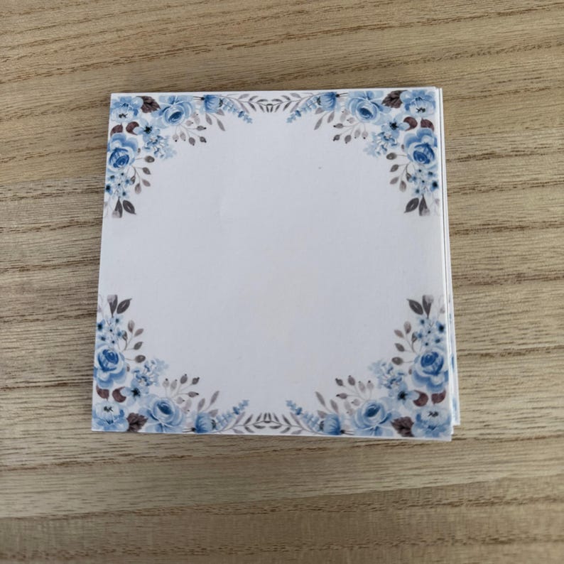 Post-it Fleurs Bleues 40 Feuilles - Notes Autocollantes Personnalisables