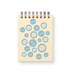 Mini carnet de notes à motif de boutons | Cahier de poche | Reliure spirale | Pages blanches 3x4 pouces