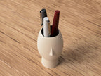 Beige Ceramic Look Face Pen Holder | Minimalist Desk Organizer | Sculptural Pencil Cup