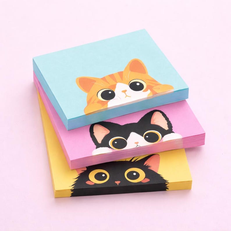 Kit Auto-adhésifs Chat Kawaii – Blocs-notes pour Agenda 7,62 cm