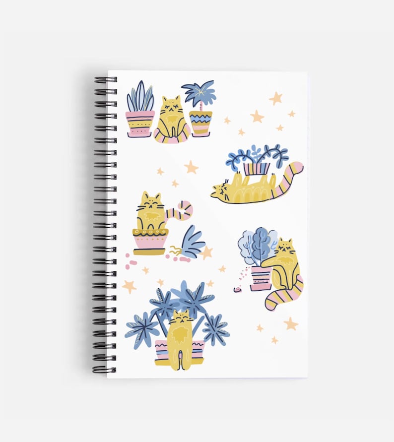 Carnet de notes A5 à spirales, 80 pages, motif chats