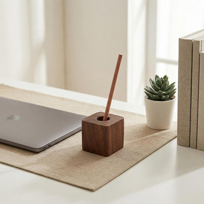 Porte-stylo en bois - Organiseur de bureau minimaliste pour fournitures de bureau, rangement de papeterie