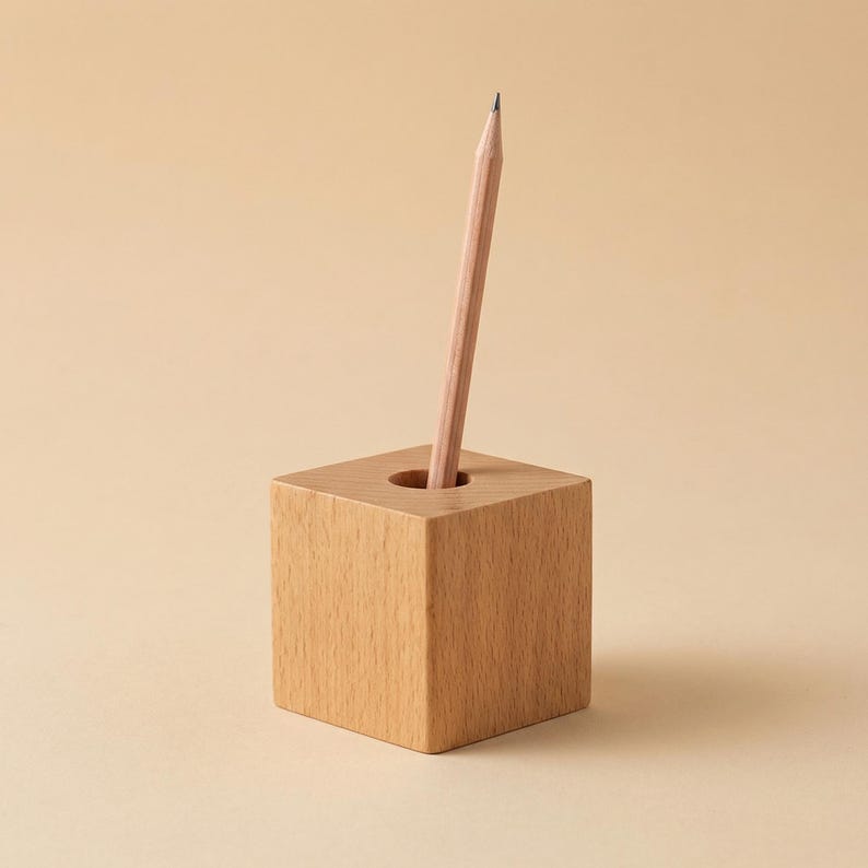 Porte-stylo en bois - Organiseur de bureau minimaliste pour fournitures de bureau, rangement de papeterie