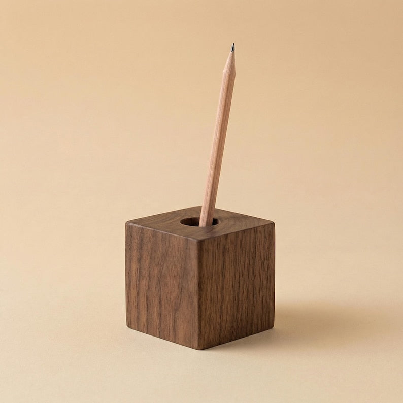 Porte-stylo en bois - Organiseur de bureau minimaliste pour fournitures de bureau, rangement de papeterie