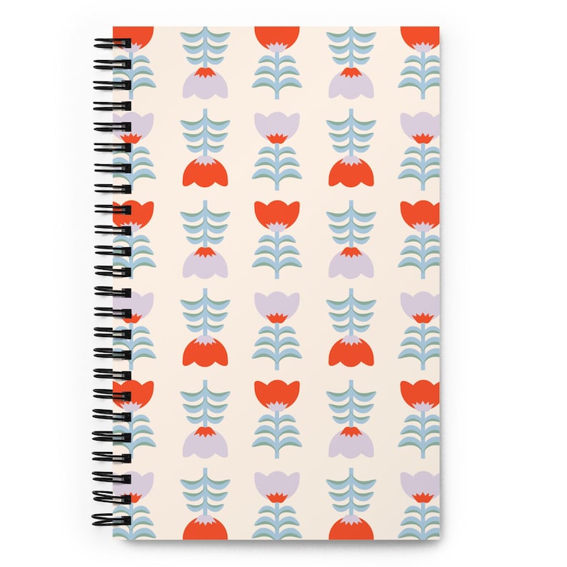 Cahier d'art folklorique - Tulipes scandinaves crème - 140 pages en pointillés