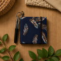 Carnet de notes pense-bête bleu marine avec plumes, style bohème, 3,5 x 3,5 pouces